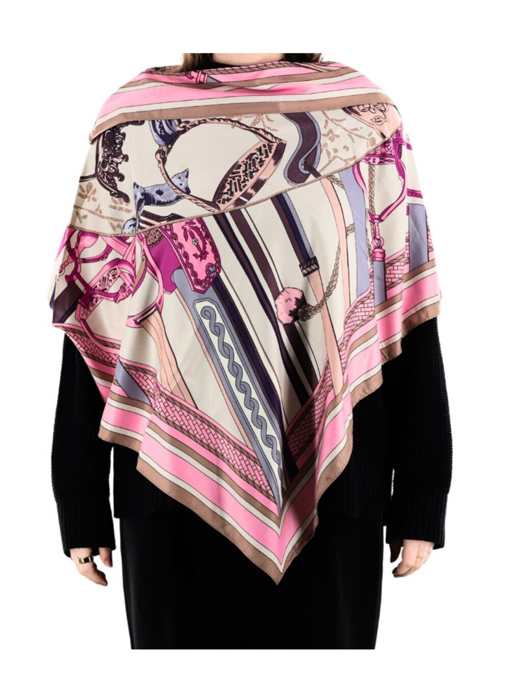 Lightweight Equestrian Print Poncho